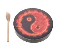 CHICAMPERA Shaman Ritual Hand Drum with Stick with Bagua Totem Artwork 10 Inch Wooden Frame and Synthetic Fiber Surface, Resilient Frame Drum and Meditation Support for Spiritual Rituals