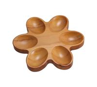 CHICAMPERA Shape Flower for Wooden Eggs 6 Six-petal Tray with Holder Easy to Clean and Versatile Use Natural Brown Wooden for Kitchen and Appetizer