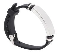 CHICAMPERA Silicone Wrist Strap Bracelet for Men with Stainless Steel Curved Card, Long Time Use Wrist Band, Silver Colour, Simple Fashion Design for Daily Use and Party