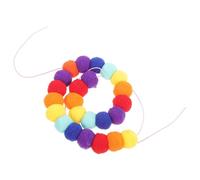 CHICAMPERA Soft Adjustable Dog Collar with Rainbow Pom Pom 30-35Cm for Small Dogs and Cats, Comfortable Decorative Pet Necklace for Walks and Special Occasions
