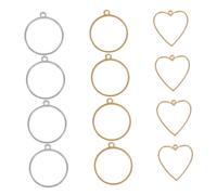 CHICAMPERA Stainless Steel Open Back Bezel Pendant Frame Charm Frames 12pcs Round Heart, 2 Shapes for Resin for Earrings and Pendants, DIY Jewelry Making and Resin Art