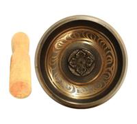 CHICAMPERA Tibetan Copper Singing Bowl for Meditation and Relaxation Handmade Sound Bowl with Wooden Mallet Suitable for Living Room and Specially Designed Room, for Buddhism Lovers
