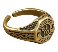 CHICAMPERA Unisex Chinese Taoism Ring Open Band Brass Ring for Women and Men, Comfortable Fit Appealing Shape, for Daily Wear and Prom as Trendy Protection Finger Jewelry