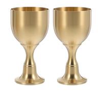 CHICAMPERA Vintage Brass Goblet Wine Chalice Set and Versatile 2pcs Offering Unique Drinking Experience Elegant Retro Design, Mini Communion Cups for Wedding and Halloween Themed Parties
