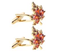 CHICAMPERA Vintage Maple Leaf Cufflinks for Men with Rhinestones Copper Material, Elegant and Versatile Pairing Design, for Weddings, Parties, and Birthdays