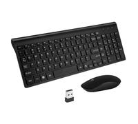 CHICAMPERA Wireless Keyboard and Mouse Combo Ultra-thin Abs Material with Smooth and Silent Typing Wireless Connection for Office and Game Fierce Battles Modern Black Design