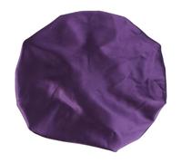 CHICAMPERA Women Shower Cap Double-layer Satin Bath Cap with Ruffled Edge Soft Imitated Silk Fabric Easy to Wear and Carry for Spa and Cooking Use Purple