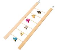 CHICAMPERA Wooden Budgie Ladder with 6 Steps and Bells 25cm Parakeet Climbing Step Ladder for Birdcage Accessories Suitable for Small Birds