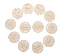 CHICAMPERA Wooden Circle Baby Months Signs for Newborns Engraved Pregnancy Journey Markers Birth Announcement Prop for Commemorative Photography