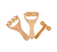 CHICAMPERA Wooden Massage Roller Set 3pcs Deep Tissue Foot Back Facial Manual Massage Tools for Muscle Relief and Calf Therapy for Body Care
