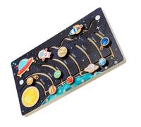 CHICAMPERA Wooden Solar System Puzzle for - Educational Movable Planets Cognition Set, Preschool Space Learning Activity, Wooden Puzzle for Science Exploration