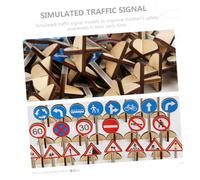 CHICAMPERA Wooden Traffic Sign for Safe Non-toxic Cognitive Educational Simulation Portable Early Learning Traffic Signals for Imaginative Play and Transportation Education