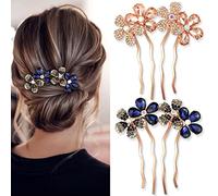 Chicamy Pack of 2 Rhinestone Teeth Hair Comb Hair Accessories Insert Comb Hair Side Comb Set Large Wide Tooth Accessories Women Girls Crystal Comb for Party Birthday