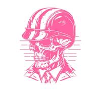 Chicano Skull Biker Wearing Helmet Hand Drawn line Art Vinyl Art Sticker 41x50.6cm Store Decoration Pink