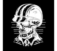 Chicano Skull Biker Wearing Helmet Hand Drawn line Art Vinyl Art Sticker 49.2x60.7cm Tattoo Culture White