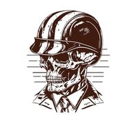 Chicano Skull Biker Wearing Helmet Hand Drawn line Art Vinyl Wall Decals 49.2x60.7cm Can Modify and add Information Coffee