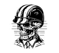 Chicano Skull Biker Wearing Helmet Hand Drawn line Art Vinyl Wall Decals 65.6x81cm Self Adhesive Black