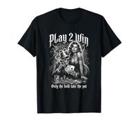 Chicano Skull Gambler Poker Royal Flush Art T-Shirt