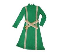 CHICAPRIE Elegant Dress Design with Two Patterned Stripes on the Front Sides and Matching Belt (UK, Numeric, 128, Regular, Green)