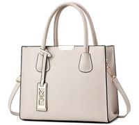 CHICAROUSAL Crossbody Purses and Handbags for Women PU Leather Tote Shoulder Bags Top Handle Satchel, Liz Cream Grey