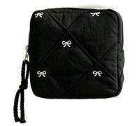 Chicarries Discreet Period Bag Sanitary Napkin Storage Tampon Holder Travel, Quilted bow black, S, Cute