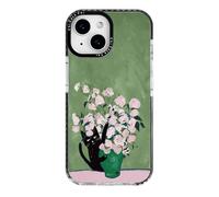 ChiCaseVer for iPhone 14 Plus & iPhone 15 Plus Case, Vintage Cat & Floral Art on Green Design Pattern, Military-Grade Drop Protection, TPU Protective Cover with Camera Control for Women Girls