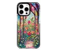 ChiCaseVer for iPhone 15 Pro Max Case,Stained Glass Rose Garden Pattern,Military-Grade Drop Protection,Elegant Floral Soft Slim TPU Protective Cover with Camera Protection for Girls