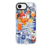 ChiCaseVer for iPhone 16e & iPhone 17e Case, Cultural Retro Collage Pattern with Disco & Gin, Blue TPU Compatible with MagSafe & Military-Grade Drop Protection & Camera Control for Women Girls