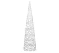 Chicatoso 5ft Christmas Tree, Pop up Collapsible Tinsel Tree, Easy-Assembly Coastal Glitter Pencil Tree, Artificial Christmas Tree for Home Office Holiday Party Xmas Decorations (White)