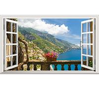 Chicbanners Amalfi Italy Mediterranean Sea V001 Magic Window Wall Sticker Self Adhesive Poster Wall Art Size 1000mm wide x 600mm deep (large)