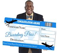 Chicbanners Blank Boarding Pass Plane Ticket Birthday Present Reusable V3 1500mm wide x 750mm deep for Photoshoots Gloss Laminated re use with write and wipe pen