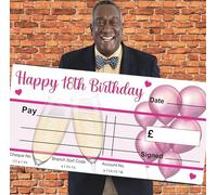 Chicbanners BLANK Cheque Check Presentation Gift 18th Birthday Present 1000mm wide x 500mm deep re use with any write and wipe pen V101
