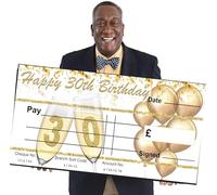 Chicbanners BLANK Cheque Check Presentation Gift 30th Birthday Present Reusable V32 1000mm wide x 500mm deep for Photoshoots Gloss Laminated re use with write and wipe pen