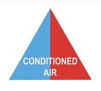 Chicbanners Blue and Red representing Conditioned Air - Ductwork Identification (ID) Triangles Warning Safety Sign Self Adhesive Gloss Sticker 150mm x 150mm