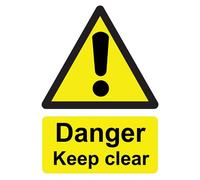 Chicbanners Danger Keep Clear V2 Warning Safety Sign Self Adhesive Gloss Sticker 160mm x 125mm