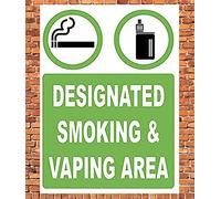 Chicbanners Designed Smoking And Vaping Area Zone V3 Warning Safety Sign Self Adhesive Gloss Sticker 160mm x 125mm