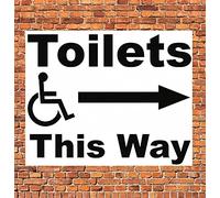 Chicbanners Disabled WC Toilets This Way Right Arrow Safety Warning Safety Sign Self Adhesive Gloss Sticker 160mm x 125mm