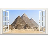Chicbanners Egypt The Pyramids 3D V001 Magic Window Wall Sticker Self Adhesive Poster Wall Art size 1000mm wide x 600mm deep (large)