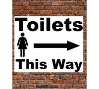 Chicbanners Female WC Toilets This Way Right Arrow Warning Safety Sign Self Adhesive Gloss Sticker 160mm x 125mm