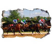 Chicbanners Horse Race Racing Jockey 3D V007 Magic Window Wall Sticker Self Adhesive Poster Wall Art Size 1000mm wide x 600mm deep (large)