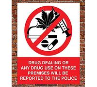 Chicbanners NO DRUG USE ON THESE PREMISES Notice Directive Warning Safety Sign Self Adhesive Gloss Sticker 160mm x 125mm