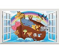 Chicbanners Noahs Ark 3D V101 Magic Window Wall Smash Sticker Self Adhesive Poster Wall Art Size 1000mm wide x 600mm deep (large)