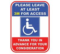 Chicbanners Notice Disabled Person Please Leave 3m For Access Space Warning Safety Sign Self Adhesive Gloss Sticker 160mm x 125mm