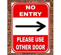 Chicbanners Notice No Entry Please Use Other Door Entrance Right Arrow Warning Safety Sign Self Adhesive Gloss Sticker 160mm x 125mm