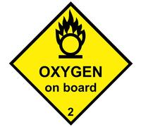 Chicbanners Oxygen on board symbol Warning Safety Sign Self Adhesive Gloss Sticker 125mm x 125mm