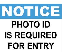 Chicbanners Photo ID is Required for Entry Business Night Club Retail Warning Safety Sign Self Adhesive Gloss Sticker 160mm x 125mm