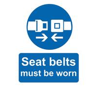 Chicbanners Seat Belts Must Be Worn Sign Notice Warning Safety Sign Self Adhesive Gloss Sticker 160mm x 125mm