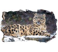 Chicbanners Snow Leopard V101 3D Magic Window Wall Smash Sticker Self Adhesive Poster Wall Art Size 1000mm wide x 600mm deep (large)