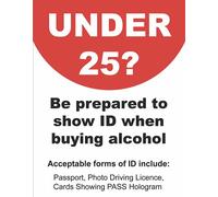 Chicbanners Under 25 Photo ID Required to buy Alcohol Pub Bar Warning Safety Sign Self Adhesive Gloss Sticker 160mm x 125mm