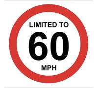 Chicbanners Vehicle Is Limited To 60 MPH Speed Warning Safety Sign Self Adhesive Gloss Sticker 200mm x 200mm